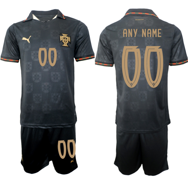 Men custom Portugal home black style 2026 World Cup Soccer jersey
